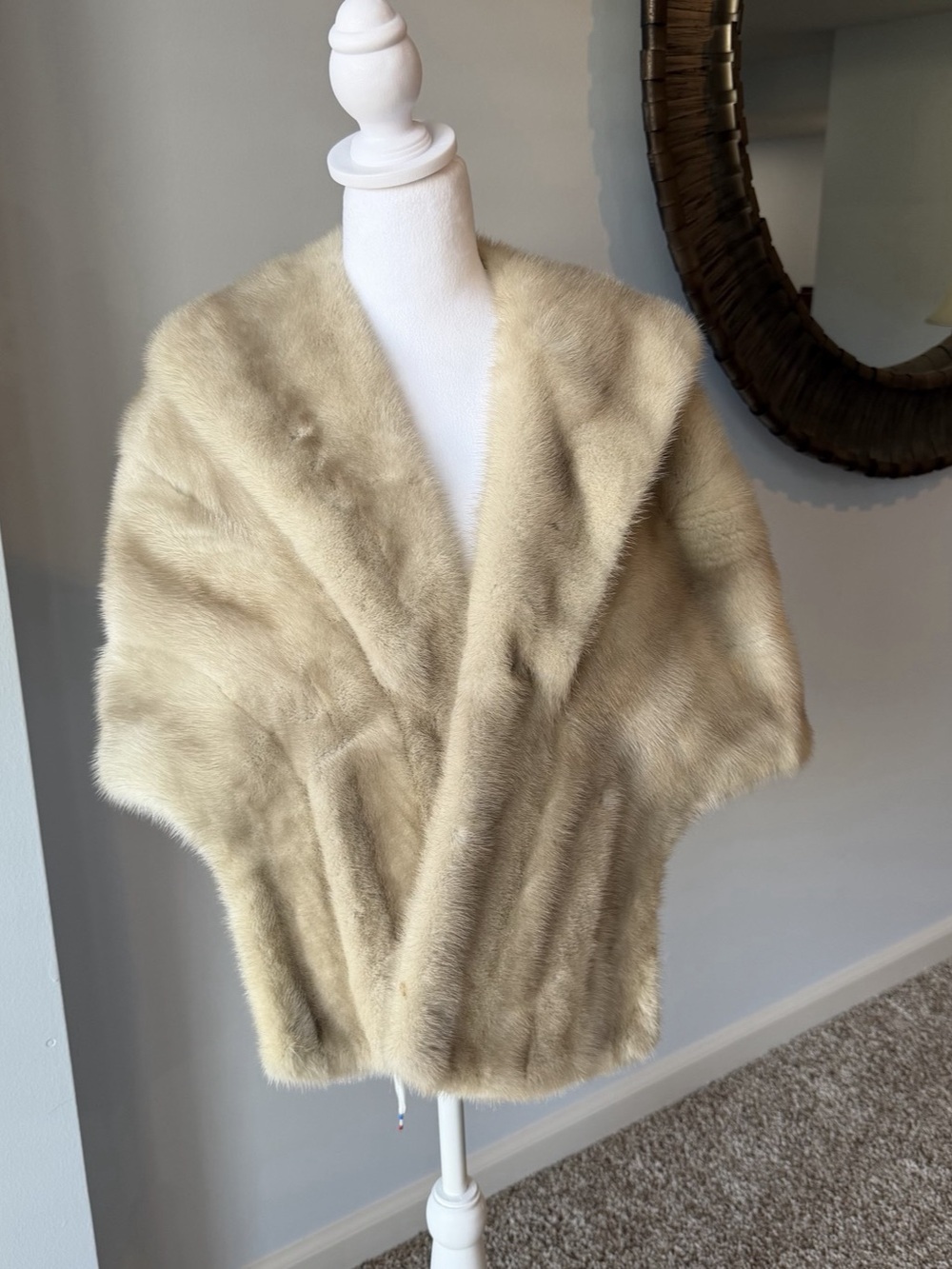 VTG Real Blonde Mink Fur Old Money Stole Capelet Wrap Shawl Hollywood glamour